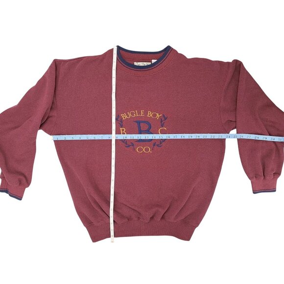 Vintage Bugle Boy Sweatshirt Embroidered Blue Logo Burgundy Oversized Medium - Picture 6 of 6